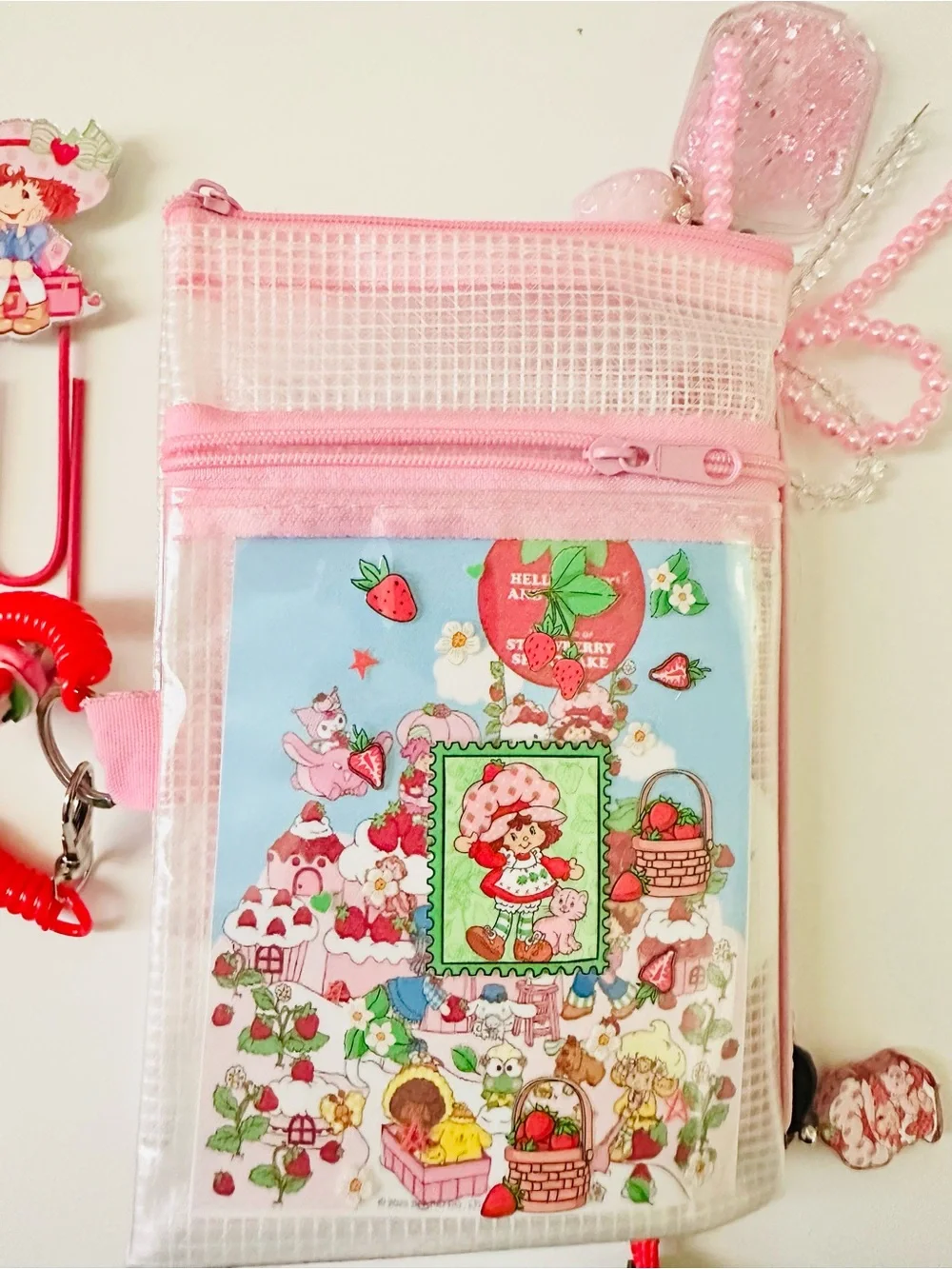 Strawberry-Themed Pink Pouch Journal
